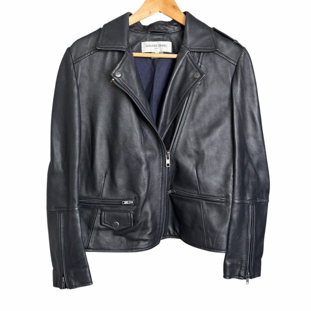 Gerard Darel Lamb Leather‎ Moto Jacket